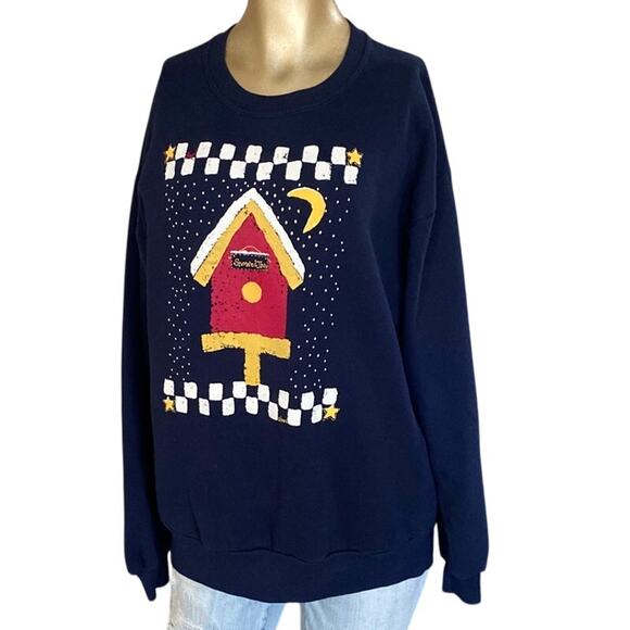 Jerzees Vintage Sweatshirt Christmas Holiday Women Large Crewneck Y2K/90'S - Picture 1 of 6